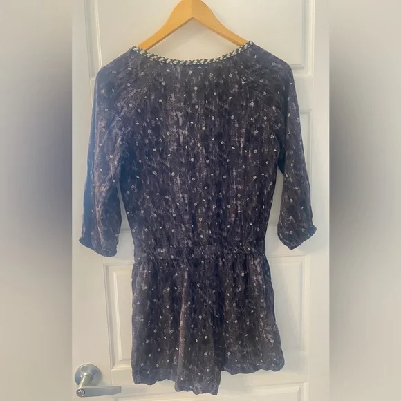 American Eagle Outfitters XS Black / Brown Marbled Romper 3/4 Sleeve - Picture 6 of 10